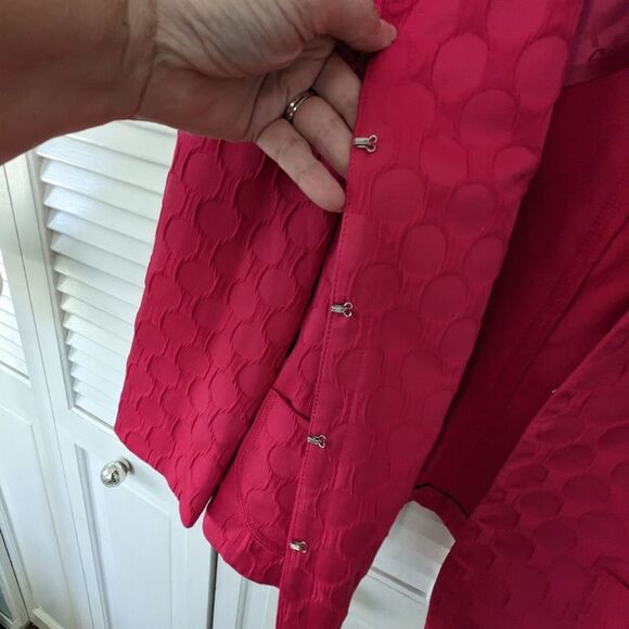 Gerry Weber Blazer Womens sz 14 Designer Waffle Weave Barbiecore Jacket Cropped - Picture 6 of 11